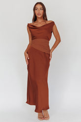 Isabella Open Cowl Back Maxi Dress Cocoa